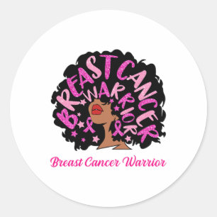 Cancer Warrior Queen Black Woman Pink Ribbon Octob Classic Round Sticker