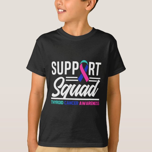Cancer Warrior Support Squad Thyroid Cancer  T-Shirt (Front)