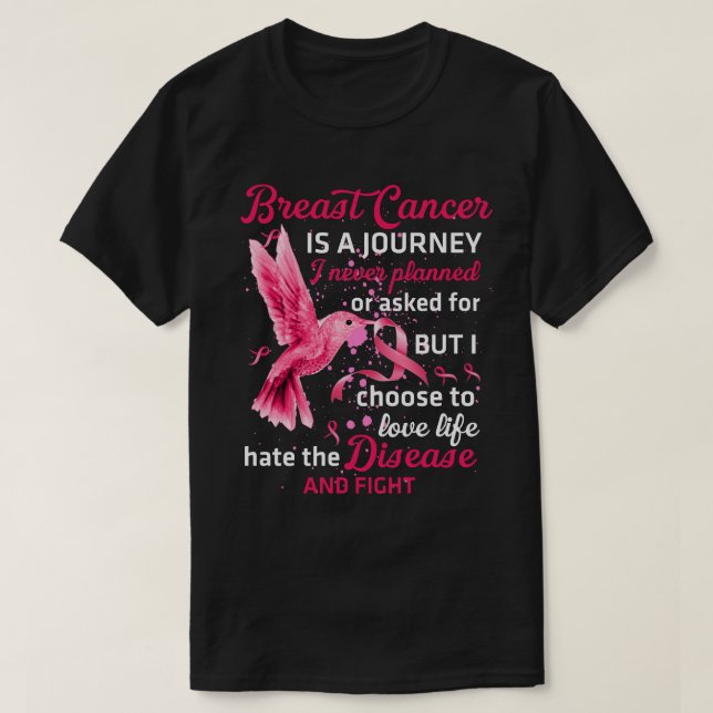 Cancer Warrior Tee, Hummingbird Breast Cancer  T-Shirt (Design Front)