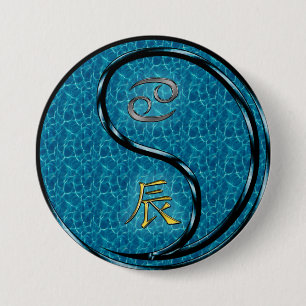 Cancer & Water Dragon 7.5 Cm Round Badge