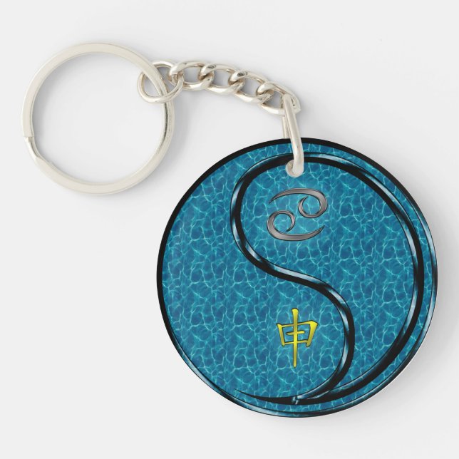 Cancer & Water Monkey Key Ring (Front)