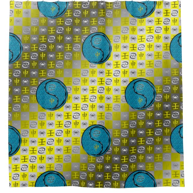 Cancer & Water Monkey Shower Curtain (Front)