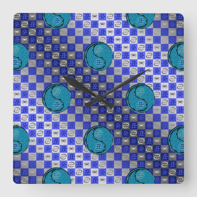 Cancer & Water Ox Square Wall Clock (Front)