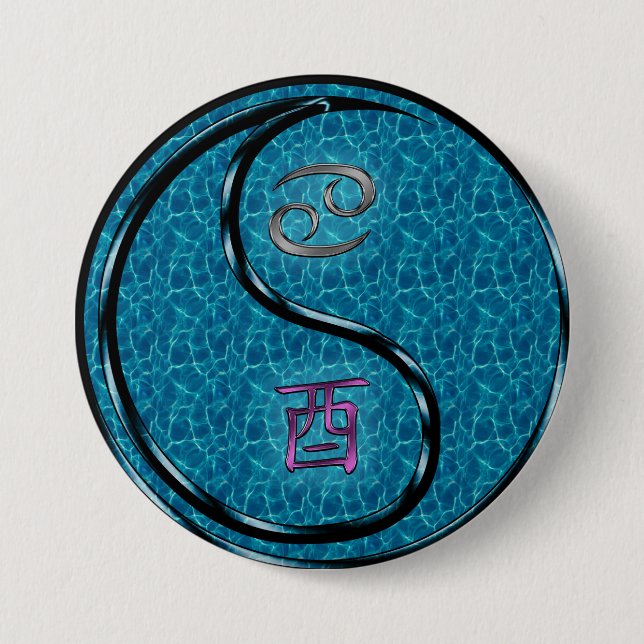 Cancer & Water Rooster 7.5 Cm Round Badge (Front)