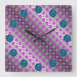 Cancer & Water Rooster Square Wall Clock