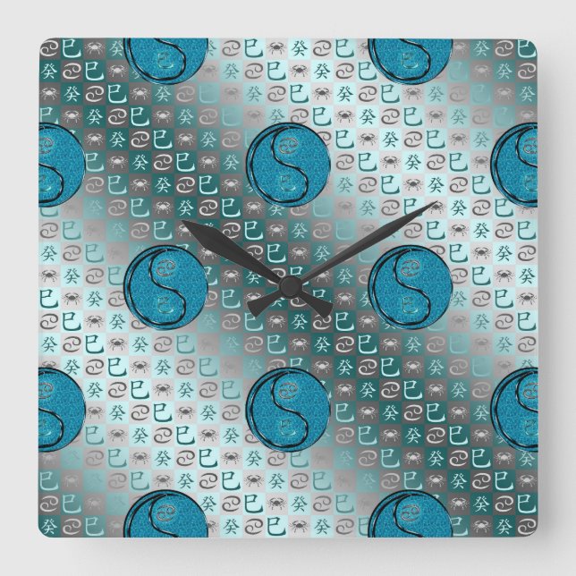 Cancer & Water Snake Square Wall Clock (Front)