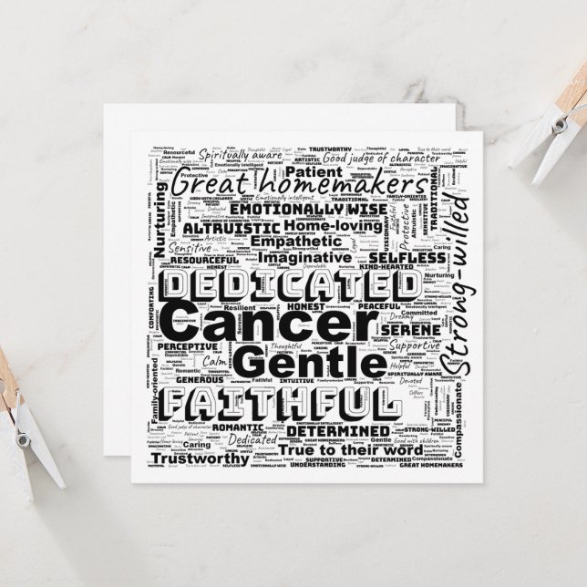 Cancer with this Zodiac Word Greeting Cloud  Card (Front/Back In Situ)