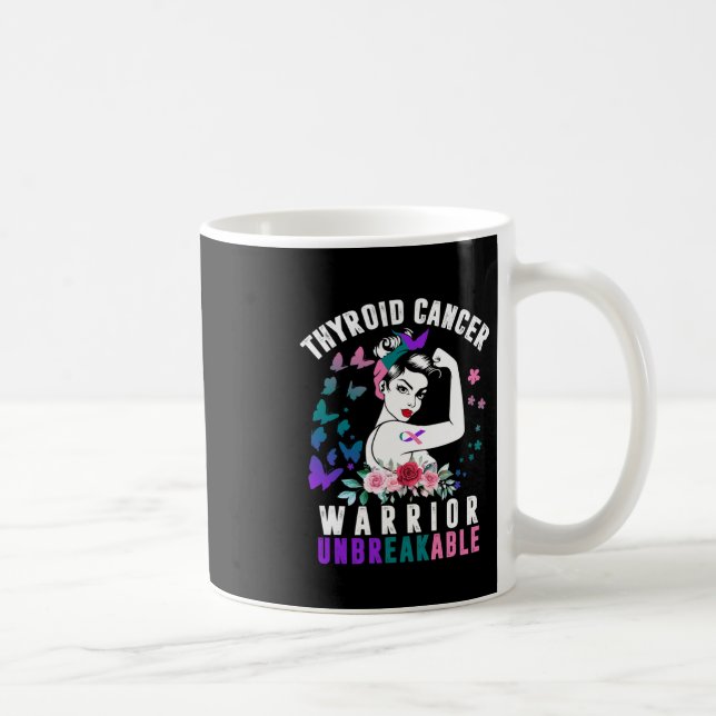 Cancer Woman Warrior Purple Pink Ribbon Awareness  Coffee Mug (Right)