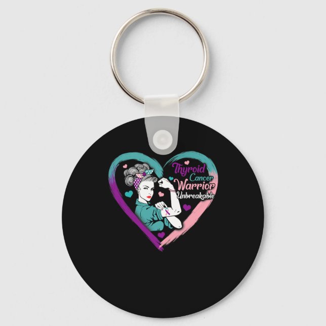 Cancer Woman Warrior Purple Pink Ribbon Awareness  Key Ring (Front)