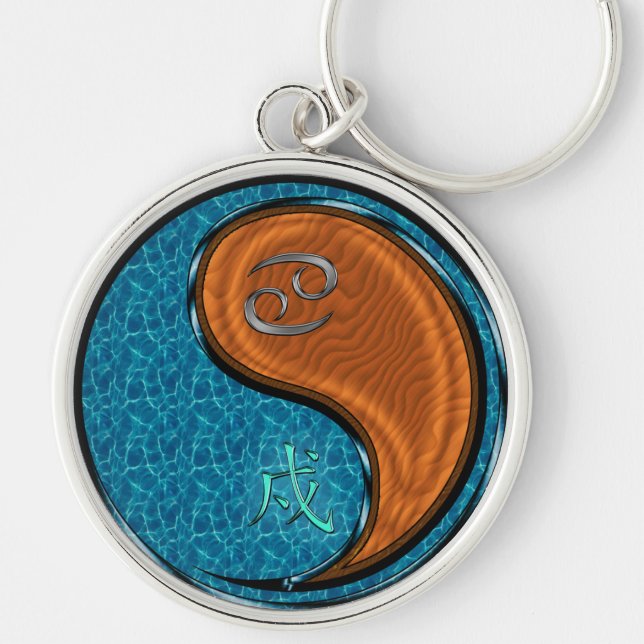 Cancer & Wood Dog Key Ring (Front)