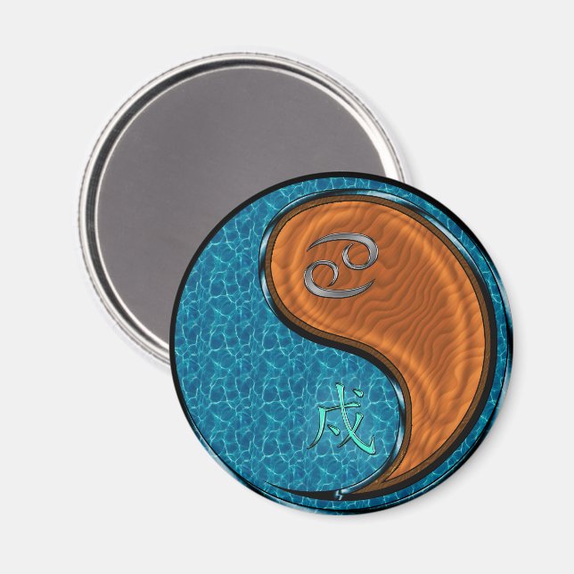 Cancer & Wood Dog Magnet (Front/Back)
