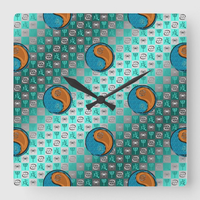 Cancer & Wood Dog Square Wall Clock (Front)