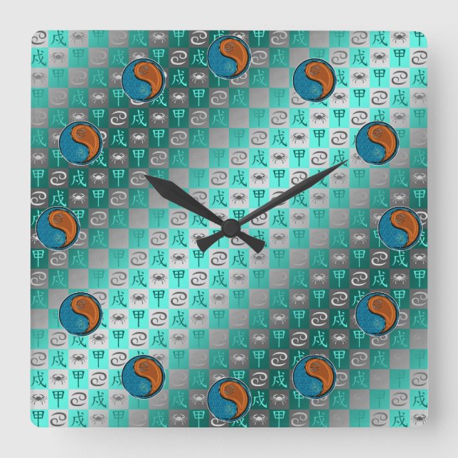 Cancer & Wood Dog Square Wall Clock (Front)
