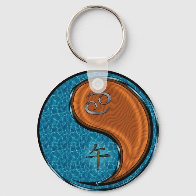 Cancer & Wood Horse Key Ring (Front)