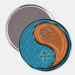 Cancer & Wood Horse Magnet