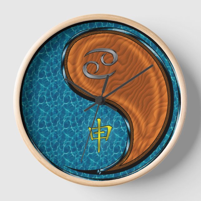 Cancer & Wood Monkey Clock (Front)