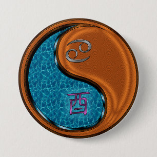 Cancer & Wood Rooster 7.5 Cm Round Badge