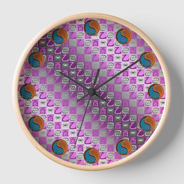 Cancer & Wood Rooster Clock (Front)
