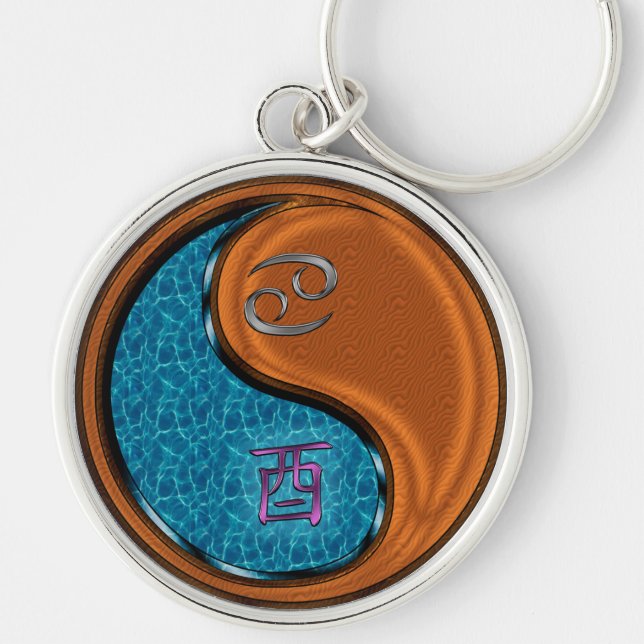 Cancer & Wood Rooster Key Ring (Front)