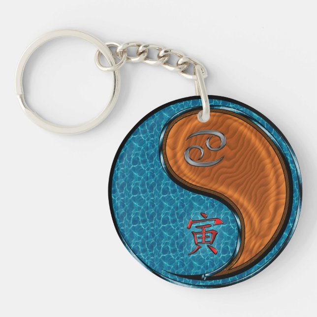 Cancer & Wood Tiger Key Ring (Front)