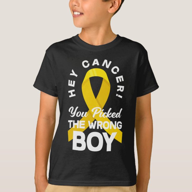 Cancer You Picked The Wrong Boy Childhood Cancer W T-Shirt (Front)