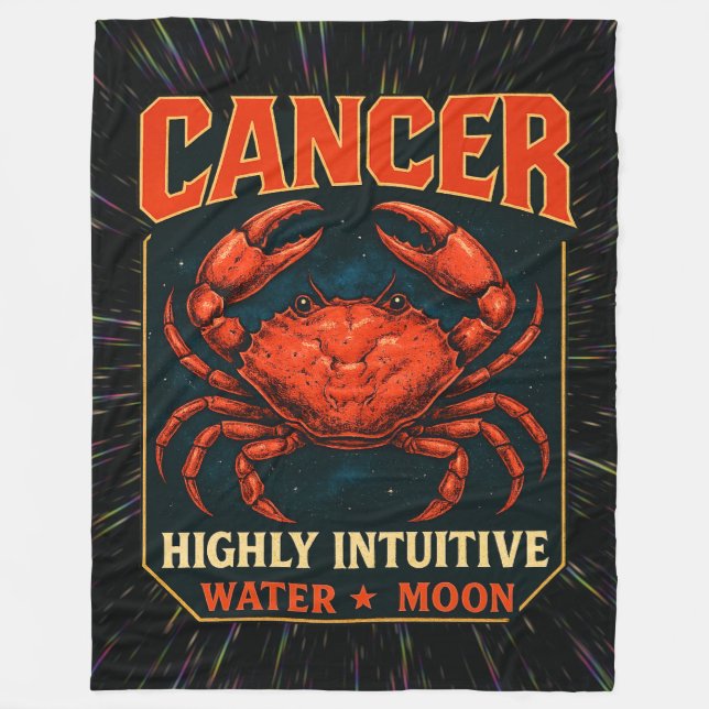 Cancer Zodiac 80's Rock Band Inspired Astrology Fleece Blanket (Front)