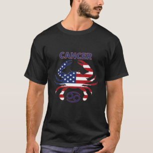Cancer Zodiac American Flag Crab Patriotic Astrolo T-Shirt