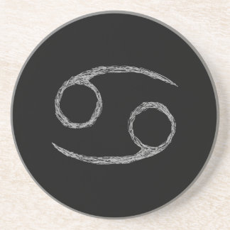 Cancer. Zodiac Astrology Sign. Black. Coaster