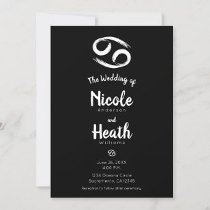 CANCER Zodiac Astrology Summer June July Wedding  Invitation