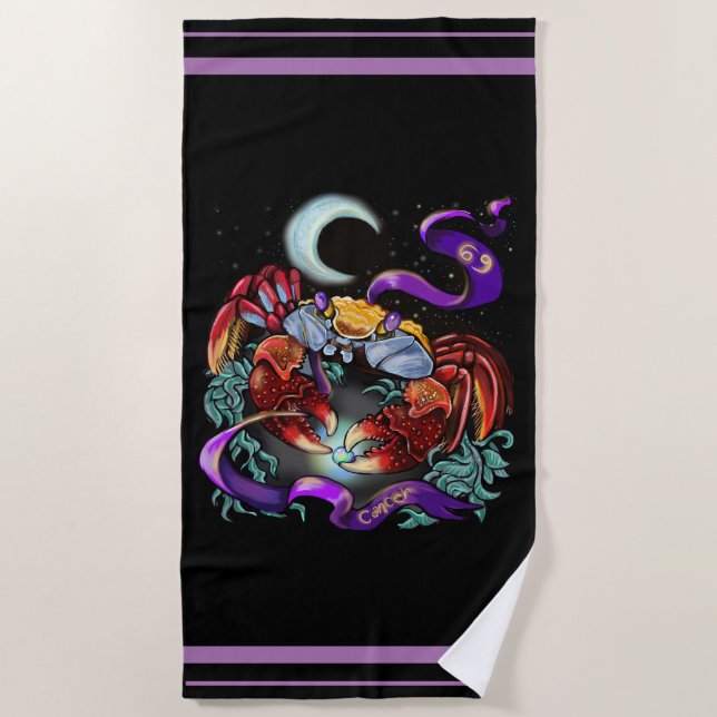 Cancer Zodiac Beach Towel (Front)