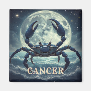 Cancer Zodiac Blue Crab Moonlit Ocean Astrology Magnet