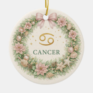 Cancer Zodiac Christmas Ornament – Winter Floral W