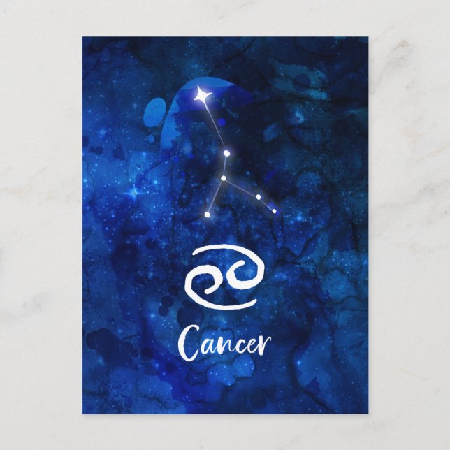 Cancer Zodiac Constellation Blue Galaxy Celestial Postcard (Front)