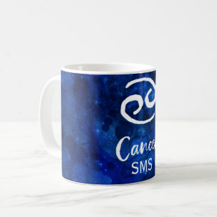 Cancer Zodiac Constellation Blue Galaxy Monogram Coffee Mug