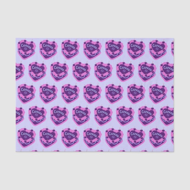 Cancer Zodiac Coquette Heart Birthday Cake Tissue Paper (Front)