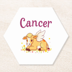 Cancer Zodiac Cow Png, Cute Cancer Paper Coaster