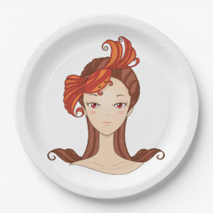 Cancer Zodiac Goddess Red Crab Hair Paper Plate