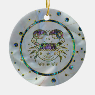 Cancer Zodiac Gold Abalone on Constellation Ceramic Tree Decoration