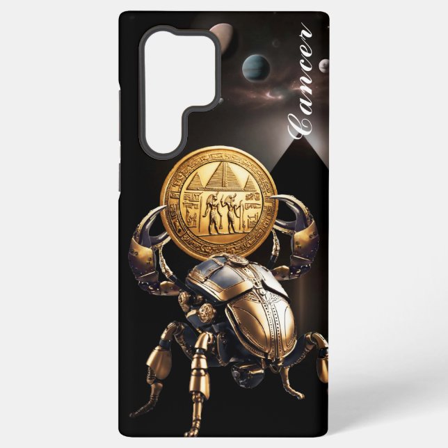 Cancer, zodiac, gold, birth, design, pretty  samsung galaxy s22 ultra case (Back)