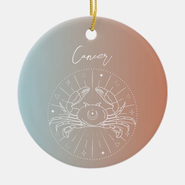 Cancer zodiac horoscope star sign gradient ceramic tree decoration (Front)