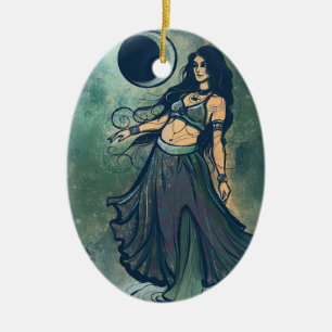 Cancer Zodiac MoonChild Goddess Belly Dancer       Ceramic Tree Decoration