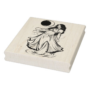 Cancer Zodiac MoonChild Goddess Belly Dancer       Rubber Stamp