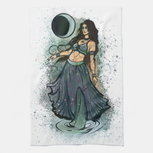 Cancer Zodiac MoonChild Goddess Belly Dancer       Tea Towel