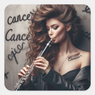 Cancer Zodiac Musician Clarinet  Square Sticker