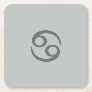 Cancer zodiac - pale grey square paper coaster