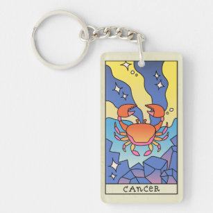 Cancer Zodiac Sign Abstract Art Vintage Key Ring