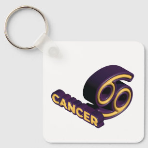 Cancer Zodiac Sign and Text Design Key Ring
