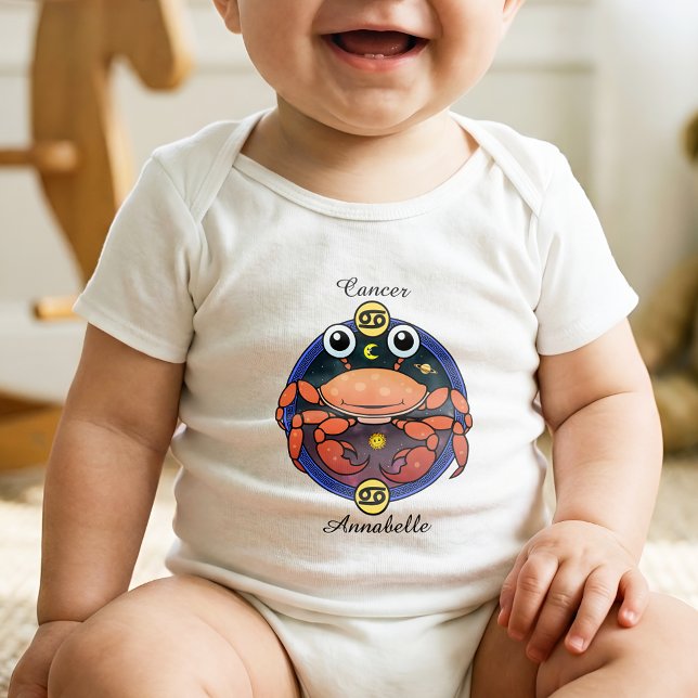 Cancer Zodiac Sign Astrology Cartoon Horoscope Baby Bodysuit (Creator Uploaded)