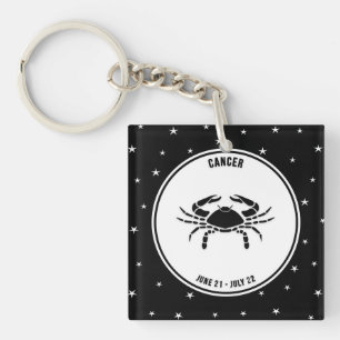 Cancer Zodiac Sign, Black & White Keychain