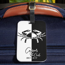 Cancer Zodiac Sign Black & White Luggage Tag